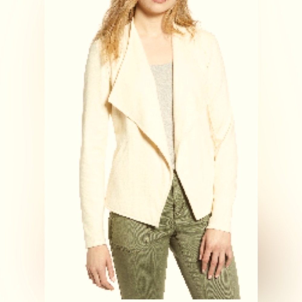 CASLON  drape front, stretch cotton cream blazer or cardigan, women’s size large
